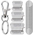 100PCS Swivel Snap Hooks with Key Rings, Premium Metal Swivel Lobster Claw Clasps Assorted Sizes (Large, Medium, Small) for Keychain Clip Lanyard,