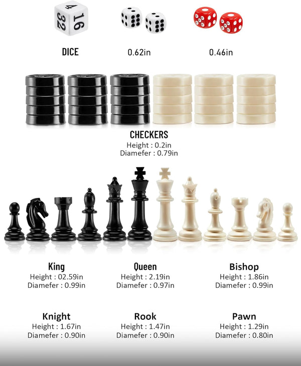 KAILE 13" Magnetic Chess Sets, 3 in 1 Travel Chess Checkers Backgammon Set with Folding Case