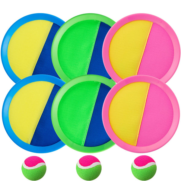 Weehoey Beach Games - Kids Toys - Outdoor Games for Kids, Toss and Catch Ball Set with 6 Paddles 3 Balls, Toys for 3 4 5 6 7 8+ Year Old Boys