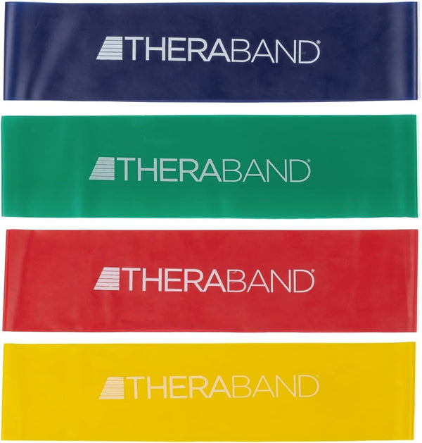 THERABAND Resistance Band Loop Set, Pack of 4, 12 Inch Band Loop Kit for Legs & Butt Workouts, Beginner to Advanced Levels for Exercise, Rehab,