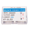 BOJACK 30AL250V 6x30mm 30A 250V Slow-Blow Ceramic Fuses 30 amp 250 Volt 0.24 x 1.18 Inch Ceramic Tube Time-delay Fuses (Pack of 20)
