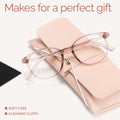 miyya Blue Light Blocking Glasses Women, Fashion Round Transparent Anti Blue Light Glasses with Anti Eyestrain & UV Glare *Flesh Pink Clear