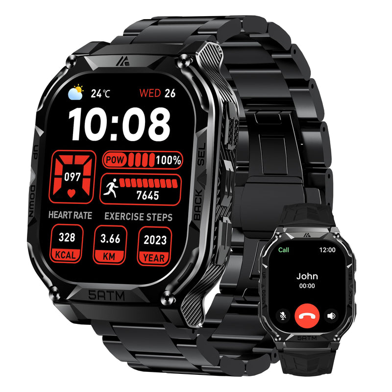 AMAZTIM GPS Smart Watch for Men, 6 Satellite Positioning, Compass, Stainless Steel Body, 50M Waterproof, 480mAh Extra-Large Battery, Answer/Make