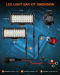 Light Bar,Ledmircy 7 Inch LED Light Bar Kit with round Toggle Switch Wiring Harness 2 Lead White LED Pod Lights Triple Rows Spot Flood Combo Beam