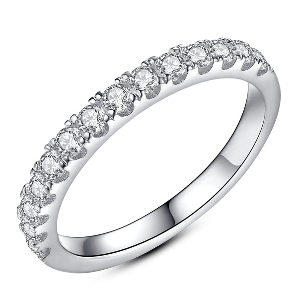 IMOLOVE Moissanite Wedding Band Wedding Rings for Women 925 Sterling Silver Rings with 18K White Gold Plated Eternity Stackable Engagement Ring