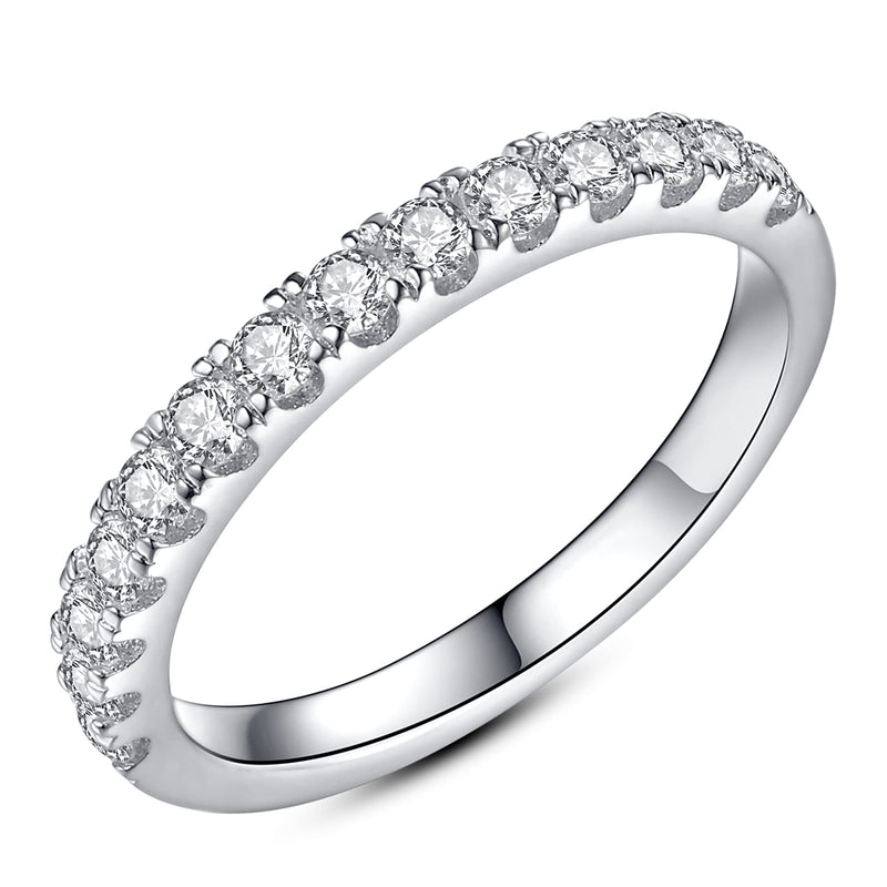 IMOLOVE Moissanite Wedding Band Wedding Rings for Women 925 Sterling Silver Rings with 18K White Gold Plated Eternity Stackable Engagement Ring