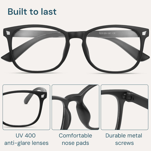 Gaoye Black Blue Light Glasses for Computer & Gaming - Anti UV Ray Lenses, Scratch-Resistant & Comfort Fit Medium **Light Black 1