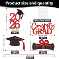 20 PCS Graduation Decorations Class of 2025, Black and Red Double-Sided Centerpieces, Grad Cap Sticks, Table Toppers, Graduation Party Decorations