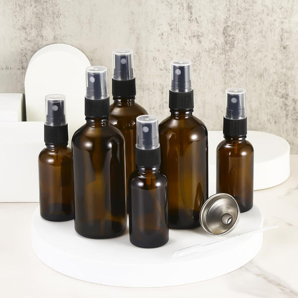 3.4Oz Amber Glass Spray Bottles,Empty Fine Mist Refillable Travel Spray Bottle for Cleaning,Perfume,Aromatherapy,Cosmetic Sprays,Hair,Essential