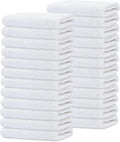 GOLD TEXTILES 24 Pack Economy White Washcloths Set (12x12 inches) - Cotton Blend Commercial Grade Cleaning Rags, Quick Drying & Soft Face Cloths,