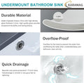 16 Inch Undermount Bathroom Sink Small Rectangle Undermount Sink White Ceramic Under Counter Bathroom Sinks with Overflow (15.70"x11.69")