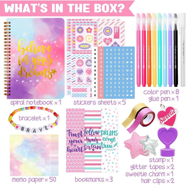 DIY Journal Kit for Girls - DIY Journal Set for Tween & Teen Girls, Stationery Set, Scrapbook & Diary Supplies Set, Journaling Art Crafts Kit,