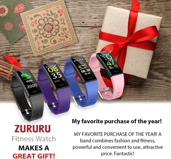 ZURURU Fitness Tracker with Blood Pressure Heart Rate Sleep Health Monitor for Men and Women, Upgraded Waterproof Activity Tracker Watch, Step
