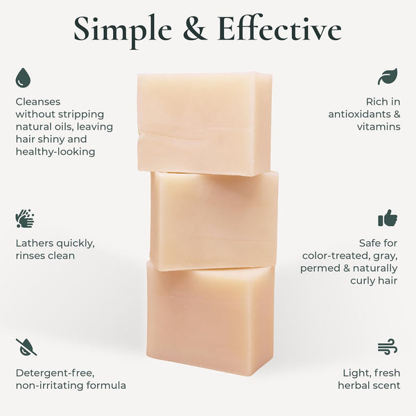 J.R.LIGGETT'S Shampoo Bar Herbal Formula, All-Natural Solid Hair Cleanser, Plant-Based Dry Bar Shampoo with Antioxidant-Rich Plant Oils, Promotes