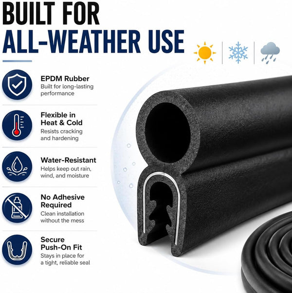Storystore Automotive Door Weather Stripping 10 Ft EPDM Rubber Seal Strip 10 Feet