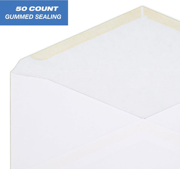 Mead 0 Envelopes, Letter Size, 4-1/8" x 9-1/2", Gummed Closure, White All-Purpose for Home & Office Mail, 50 Count (75050) Minimalist 1 Count