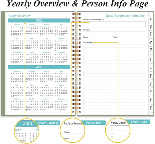 2025-2026 Daily & Monthly Planner - One Page per Day, Daily Planner 2025-2026 from Jul 2025 to Jun 2026, Planner 25-26 with 12 Monthly Tabs, 6.4