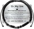 To My Son Bracelet from Mom,College Graduation Gifts for Son 2025,Morse Code Bracelets with Engraved Wallet Card,Adjustable Handmade Teens Boys