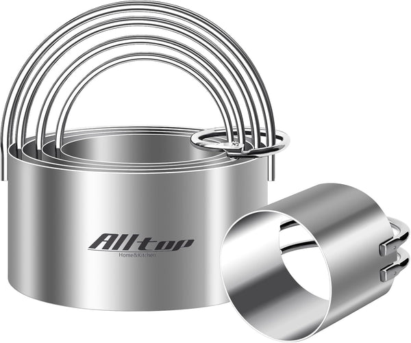 ALLTOP 5 Pieces Circle Biscuit Cutter,Professional Stainless Steel Round Cookie Cutters Tool with Ring Handle for Baking Pastry Doughnut 1