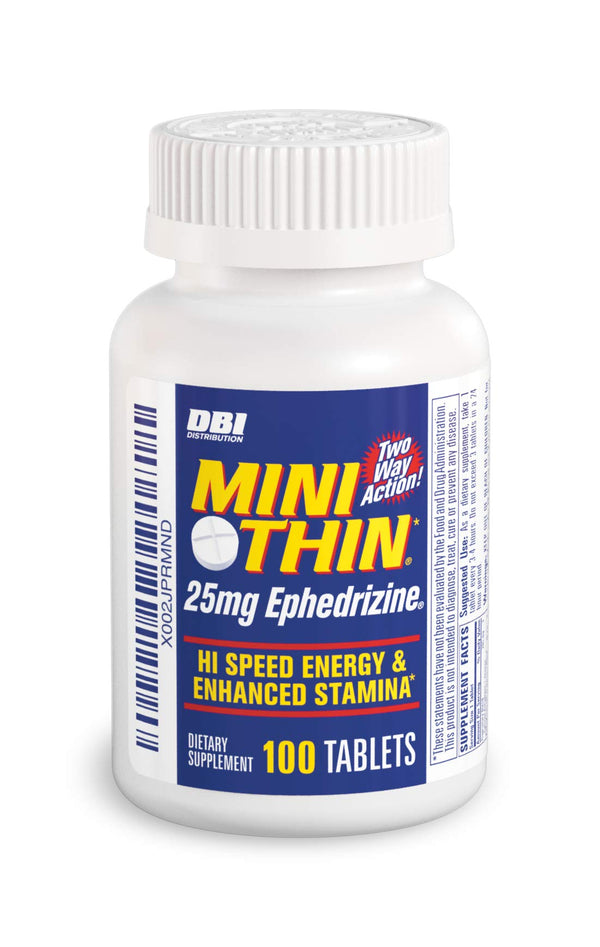 Mini Thin | Two-Way Action Caffeine Pills - High Speed Energy and Enhanced Stamina* - 205 Mg Caffeine; 25Mg Ephedrizine (100 Count Bottle)
