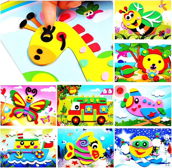 20pcs 3D EVA Foam Sticker Puzzle Game DIY Cartoon Animal Learning Education Toys for Toddler Kids Art Craft Kits (kidslove A)