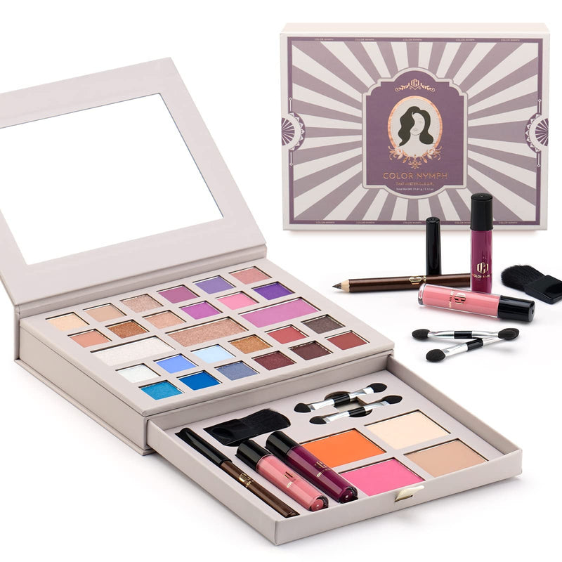 Color Nymph Makeup Kit for Women Full Kit Makeup Gift Set All in One Makeup Kit with 24 Colors of Eyeshadow, Makeup Brushes, Lip Glosses, Eyeliner
