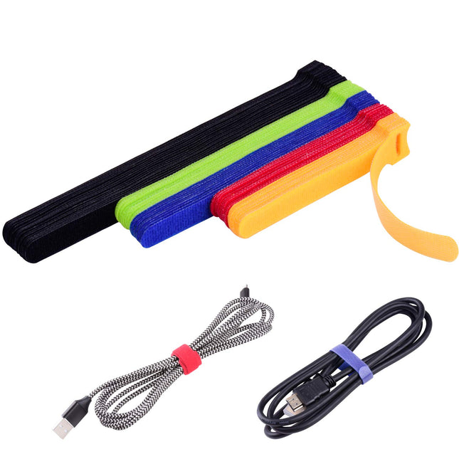 Oneleaf 60 Pcs Reusable Fastening Cable Ties with Hook and Loop, Multi-Purpose Cable Straps Wire Ties Cable Management, 