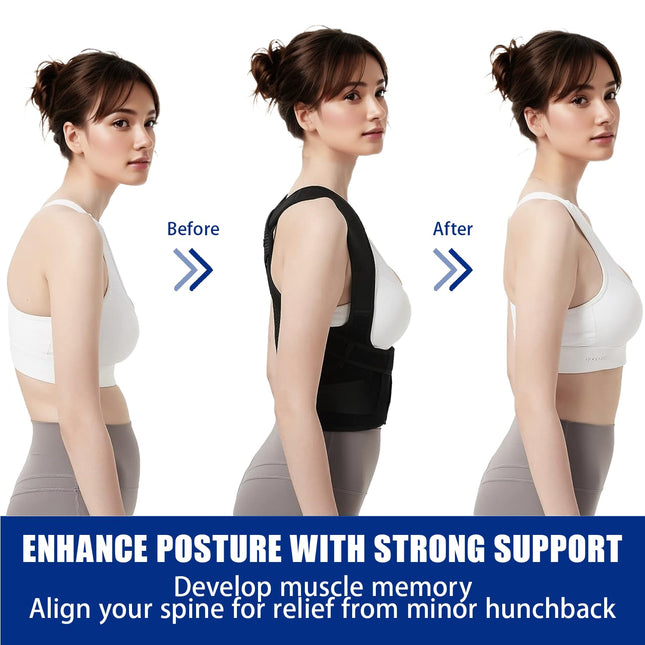 Posture Corrector for Women and Men - Adjustable Back Brace for Pain Relief - En