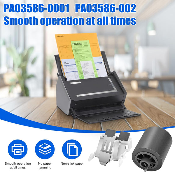 PA03586-0001 PA03586-002 Pick Roller and Pad Assembly [2025 New Version] for Fujitsu S1500 Roller S1500M Fi-6110 N1800 Scanners