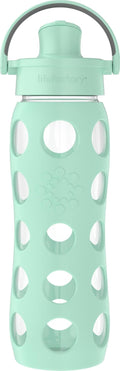 Lifefactory 22-Ounce Glass Water Bottle with Active Flip Cap and Protective Silicone Sleeve, Mint
