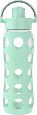 Lifefactory 22-Ounce Glass Water Bottle with Active Flip Cap and Protective Silicone Sleeve, Mint