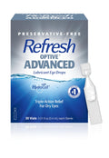 REFRESH OPTIVE Advanced PF Lubricant Eye Drops Preservative-Free Artificial Tears, 0.01 fl oz (0.4 mL), 30 Single-Use Containers