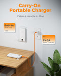TESSAN Portable Charger with Built in Cables, 10000Mah Power Bank Fast Charging with Foldable Wall Plug Charger, 20W Compact Battery Pack Travel
