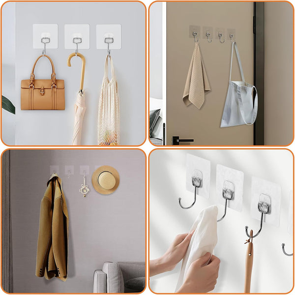 Adhesive Hooks for Hanging 33Lbs Heavy Duty Towel Coat Hooks Waterproof Self Adhesive Wall Hooks for Bathroom Shower Kitchen Door Home Improvement