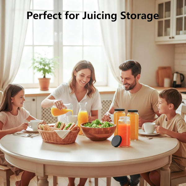 Ruckae 16oz 10 Pack Juice Bottles, Glass Bottles with Lids, Smoothie Cup Lids and Straws, Water Bottle Mason Jar Drinking Glasses for Juicing,
