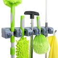 Amazon Basics Rectangular Heavy Duty Wall Mount Broom and Mop Holder, Sturdy Tool Organizer with Hooks and Slots for Garage, Garden, Laundry,