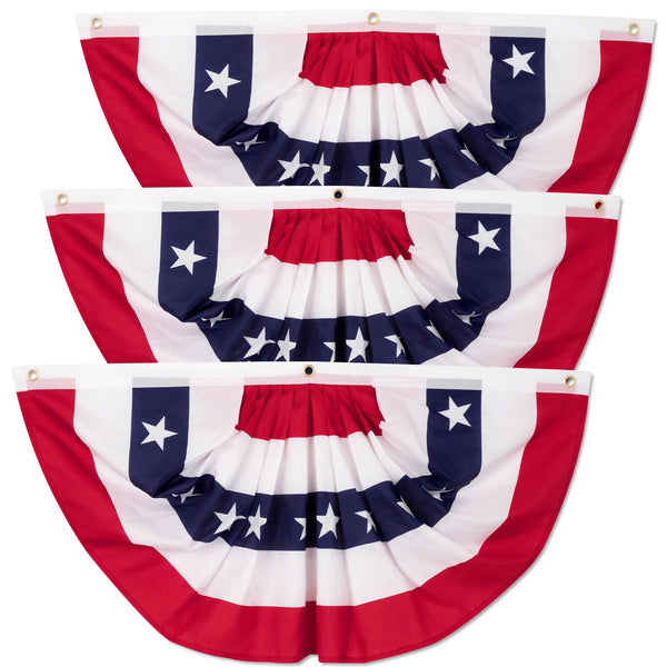 6 PCS 4th of July Decorations Outdoor, 1.5 x 3 FT American Flag Banner, Patriotic Bunting USA Pleated Fan Flags US Half Fan Flag Independence Day