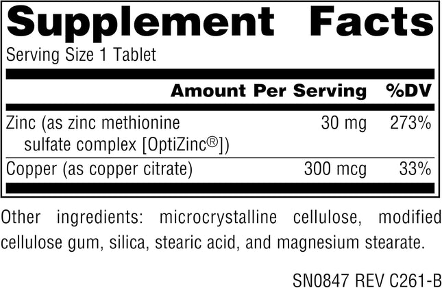 Source Naturals OptiZinc, Zinc Methionine Sulfate Complex - 60 Tablets 60 Count