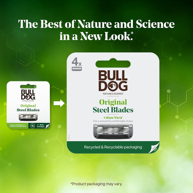 Bulldog Mens Skincare and Grooming Original Razor Blades Refills for Men, 4 Coun