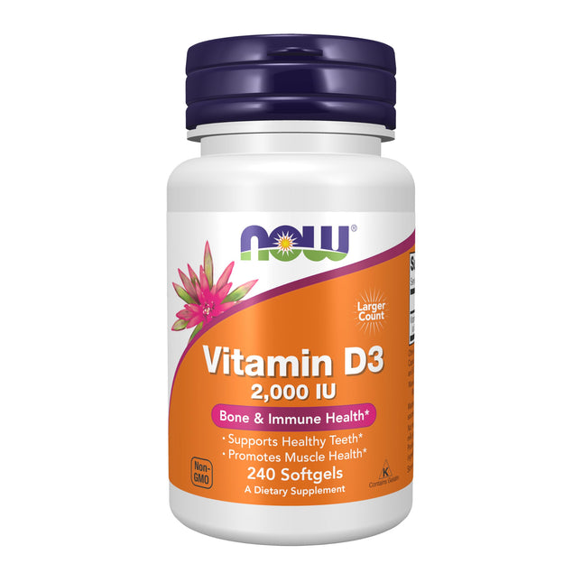 NOW Foods Supplements, Vitamin D-3 2,000 IU, High Potency, Structural Support*, 