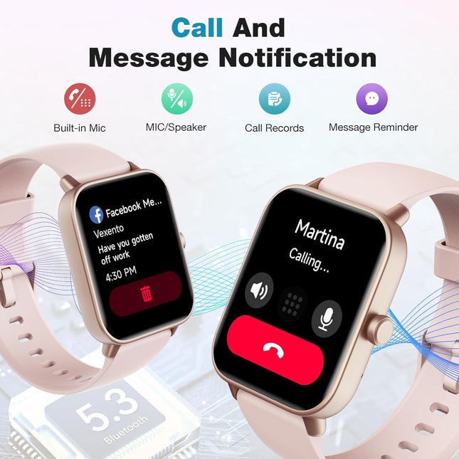 Fitpolo Smart Watch for Women,1.8â Touchscreen, Bluetooth Call, Alexa Built-In,24/7 Heart Rate Spo2 Monitor,Step Count