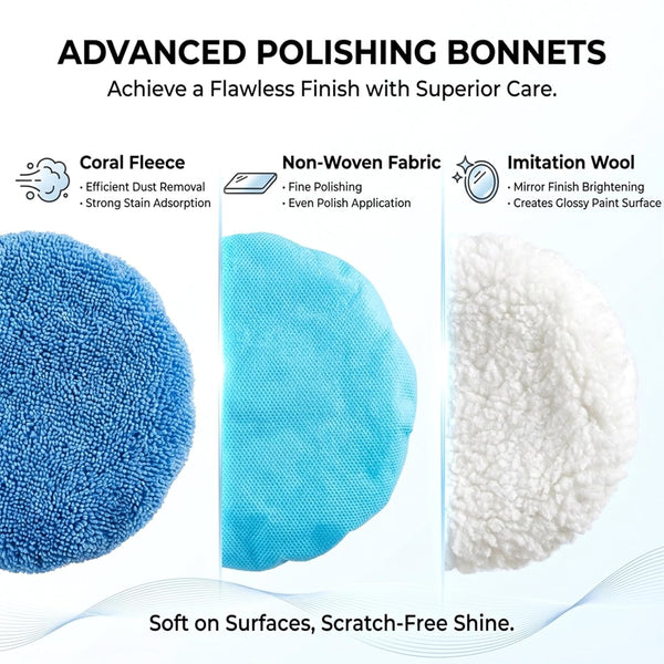 Sukh 12PCS Car Buffing Pads - Car Polishing Bonnet Pad Buffing Pads 5 to 6 Inches Microfiber Polish Pads Orbital Buffer Pads Wax Cover Kit for