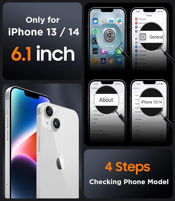 SPIDERCASE Designed for Iphone 13/14 Case, Magnetic Translucent with 2PCS Tempered Glass Screen Protector Anti-Fingerprint Anti-Scratch Phone