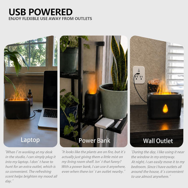 Flame Diffuser for Essential Oils, 200ml Ultrasonic Aroma Diffusers with Cool Mist, Aromatherapy Diffuser with Auto-Off Protection, Small