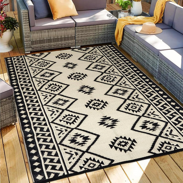 LILIOFFIC Outdoor Rugs - Reversible Mats, 5'X8' Plastic Straw Rug for Patio Waterproof, Indoor Outdoor Area Rug Carpet for Outside, RV,