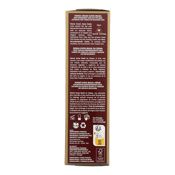Surya Brasil Henna Cream Black - 96% Natural Ingredients, Vegan, Cruelty-Free, Eco-Friendly, Semi-Permanent Hair Color, Deep Hydration & Shine,