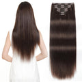 Sisily Clip in Hair Extensions Real Human Hair, 14 Inch 130G, Dark Brown, 100% Brazilian Remy Human Hair Clip in Extensions Soft Straight 7Pcs per
