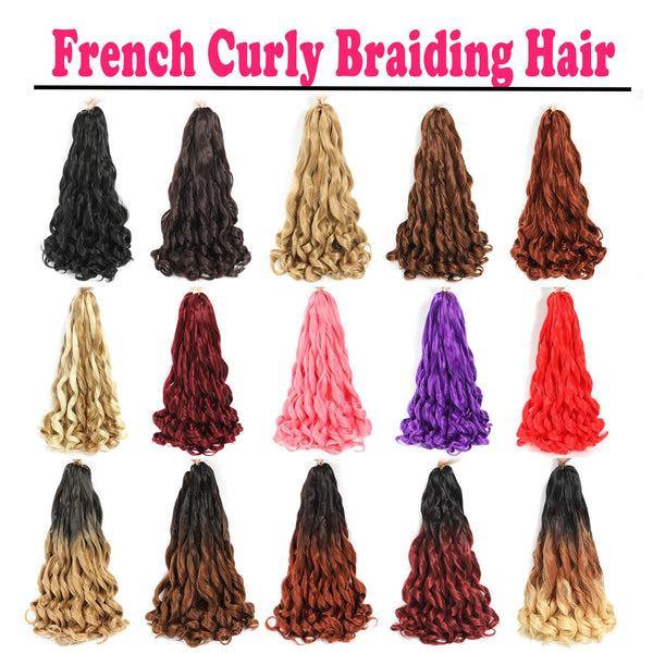 French Curly Braiding Hair 18 Inch 8 Packs Black Color - Pre Stretched Bouncy Braiding Hair- Loose Wavy Synthetic Hair Extensions For Black Women
