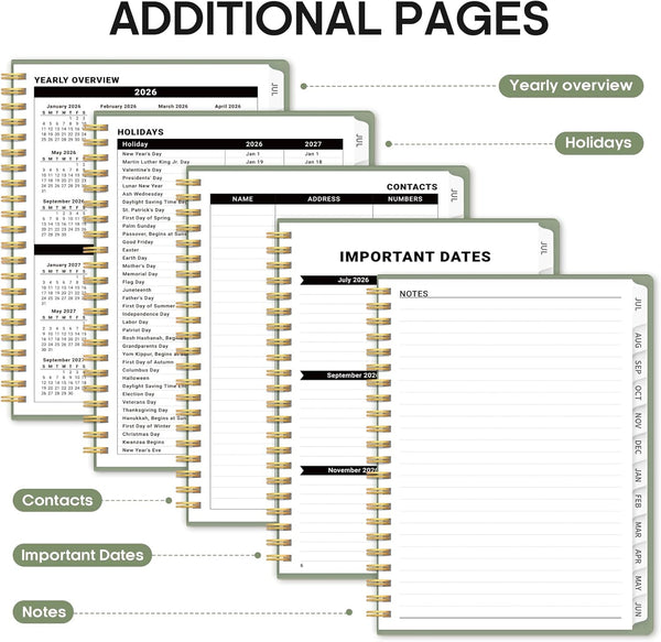 Planner 2026-2027, 8.5" x 11" Weekly and Monthly Academic Year Planner Calendar, July 2026 - June 2027, Hardcover Large School Planning Agenda