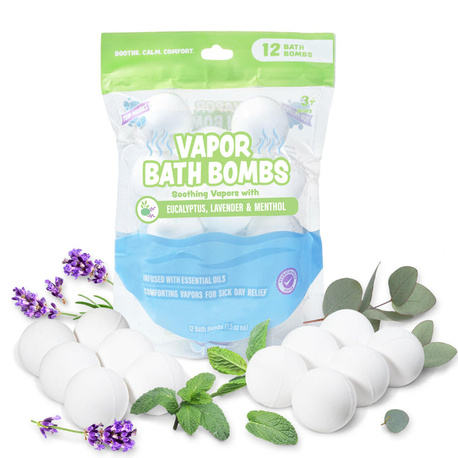 Tub Works® Vapor Bath Bombs for Toddlers & Kids, 12 Pack | Natural Essential Oil